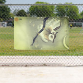 JAPANISCHE WOODBLOCK DRUCK-EULE Fahne Banner (Insitu)