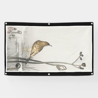 JAPANISCHE WOODBLOCK DRUCK-VOGEL Fahne Banner