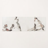 JAPANISCHE WOODBLOCK DRUCKBIRTE AUF BRANCH YOGA Ma Yogamatte (Vorderseite (Horizontal))