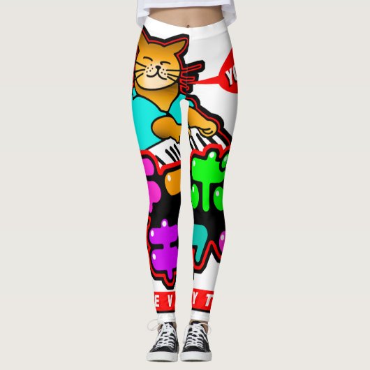 Japanische YOROSHIKU Leggings der Tastatur-Katze (Vorderseite)