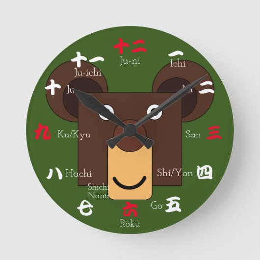 Japanische Zahlen in Kanji Runde Wanduhr (Vorderseite)