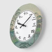 Japanische Zahlen Uhren Blaue Grünwälder Bäume (Winkel)