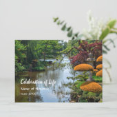 Japanische Zen-Garten-Feier des Leben-Denkmals Einladung (Stehend Vorderseite)