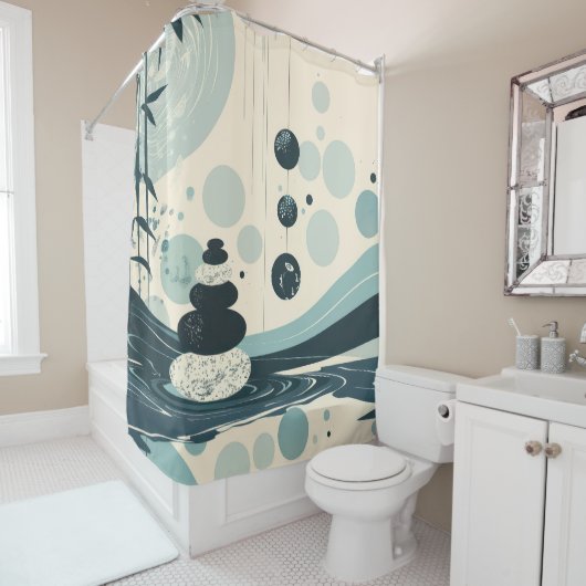 Japanische Zen im grünen Duschvorhang (Beispiel)