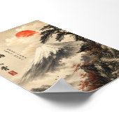 Japanische Zen-Landschaft mit Bergstille Poster (Ecke)