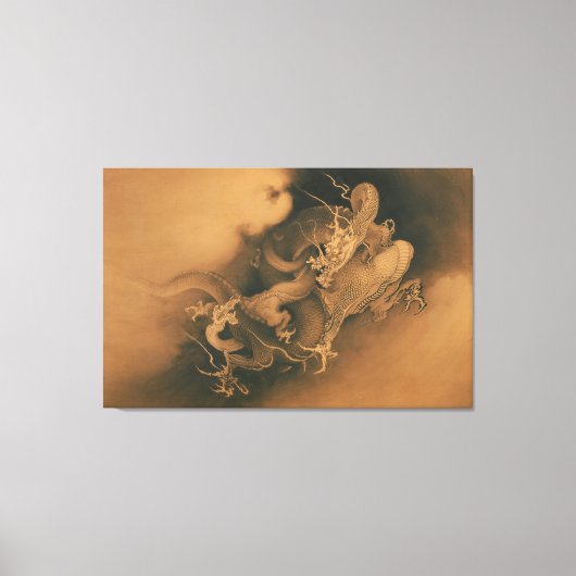 Japanische zwei Drachen in Wolken Leinwanddruck (Vorderseite)