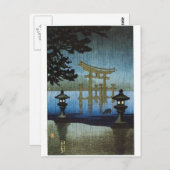 Japanischer Abend Rain Woodblock Art Ukiyo-e Postkarte (Vorne/Hinten)