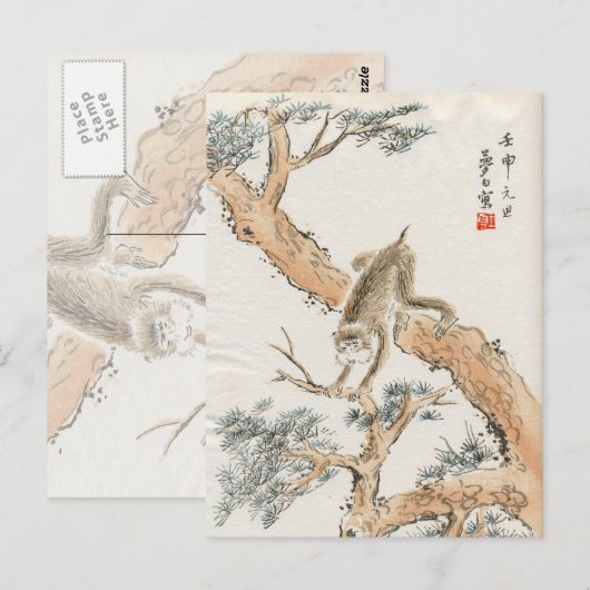 Japanischer Affe Postkarte (Vorne/Hinten)