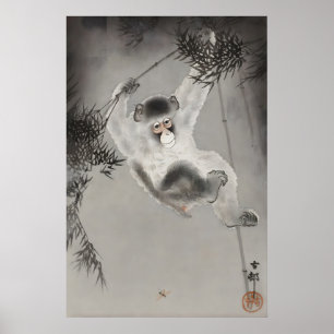 Japanischer Affen-Wandkunst-Druck Vintage Zen-Tier Poster