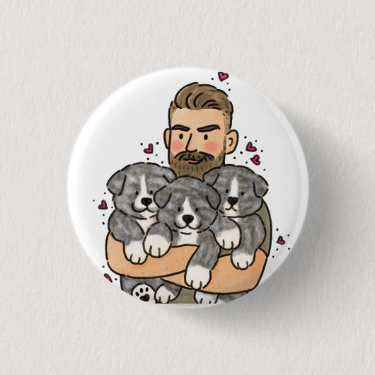 Japanischer Akita Inu Brindle Button (Vorderseite)