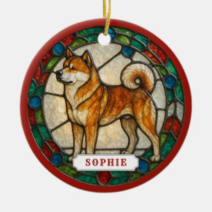 Japanischer Akita Keramik-Kreis-Ornament Keramik Ornament