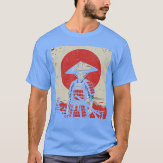 Japanischer Alien Krieger Samurai Katana UFO Kunst T-Shirt