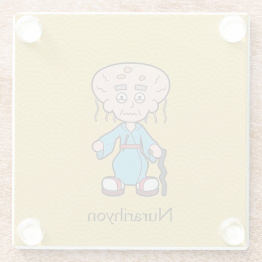 Japanischer Alter Mann Nurarihyon: Cartoon Yokai Glasuntersetzer (Rückseite)