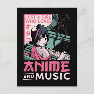 Japanischer Anime Music Girl Otaku Piano Musiker Postkarte