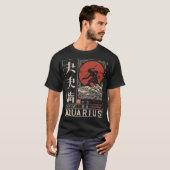 Japanischer Aquarius Zodiac | Red Sun Water Bear T-Shirt (Vorne ganz)