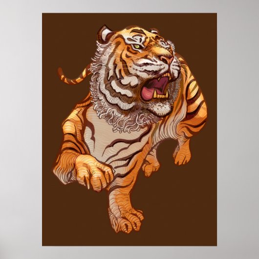 Japanischer Art Style Tiger Poster (Vorne)