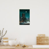 Japanischer Asakusa Kinryūzan Tempel in Mondlicht Poster (Küche)