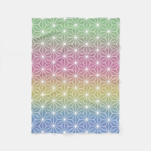 Japanischer Asanoha (groß) Pastel Rainbow Fleecedecke (Vorderseite)