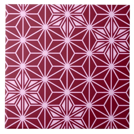 Japanischer Asanoha oder Star Pattern, Burgund Mar Fliese (Vorderseite)