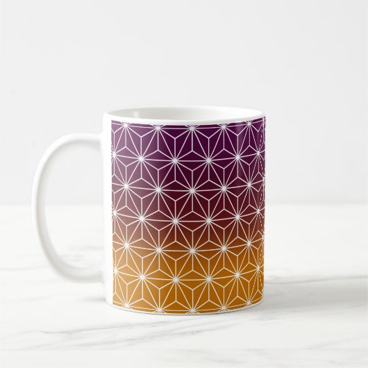 Japanischer Asanoha Traditioneller Print Burgund & Kaffeetasse (Links)