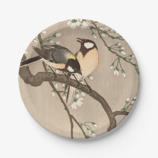 Japanischer Asiatischer Ohara Koson Vogel Meise Si Pappteller (Vorderseite)