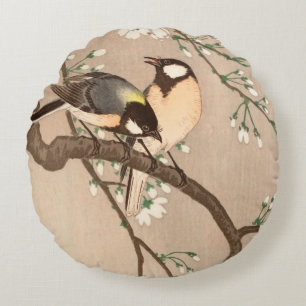 Japanischer Asiatischer Ohara Koson Vogel Meise Si Rundes Kissen
