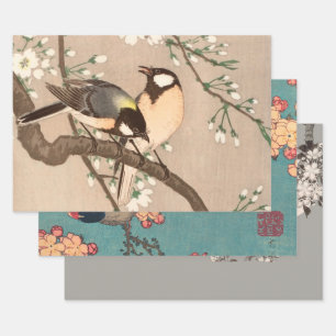 Japanischer Asiatischer Vogel Chickadee Songbird Geschenkpapier Set
