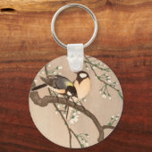 Japanischer Asiatischer Vogel Chickadee Songbird Schlüsselanhänger (Vorderseite)