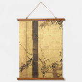 Japanischer Bamboo & Plum Tree von Ogata Kōrin Wandteppich Mit Holzrahmen (Vorderseite 2)
