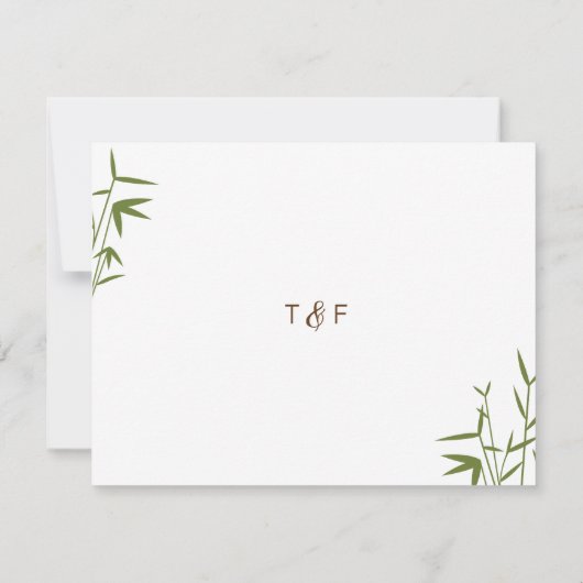 Japanischer Bambus Hochzeit Speichern Sie die Datu Einladung (Rückseite)