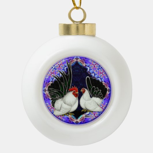 Japanischer Bantam Circle Keramik Kugel-Ornament (Vorderseite)