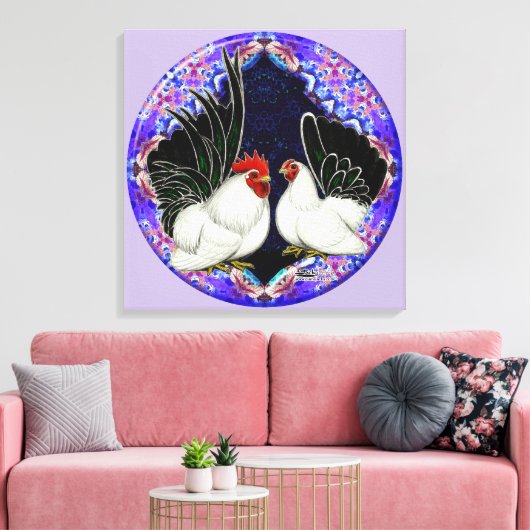 Japanischer Bantam Circle Leinwanddruck (Insitu (Wohnzimmer))