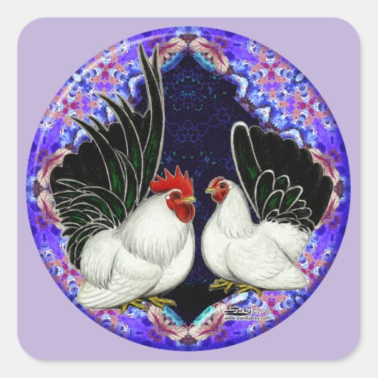 Japanischer Bantam Circle Quadratischer Aufkleber (Vorderseite)
