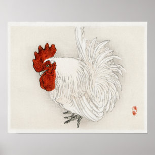 Japanischer Bantam von Kōno Bairei (1844-1895) Poster