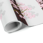 Japanischer Bildschirm und rosa Kirschblüten Gesch Geschenkpapier (Rolleneckpunkt)