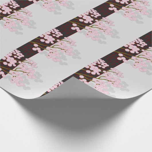 Japanischer Bildschirm und rosa Kirschblüten Gesch Geschenkpapier (Ecke)