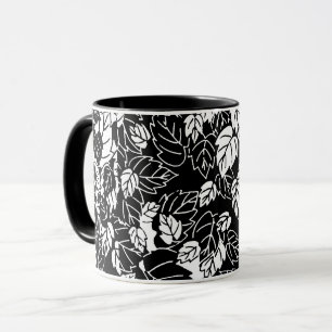 Japanischer Blatt-Druck, Schwarzweiss Tasse