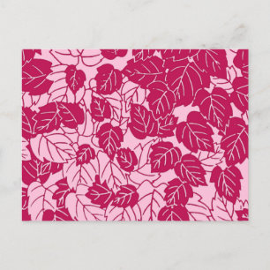 Japanischer Blattdruck, Fuchsia und Hellrosa Postkarte