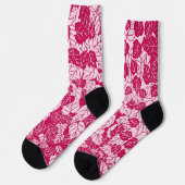 Japanischer Blattdruck, Fuchsia und Hellrosa Socken (Linkes Detail)