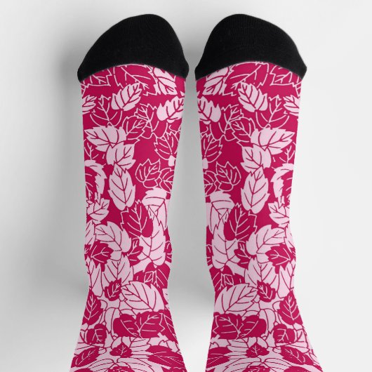 Japanischer Blattdruck, Fuchsia und Hellrosa Socken (Oben)