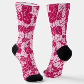 Japanischer Blattdruck, Fuchsia und Hellrosa Socken (Gewinkelt)