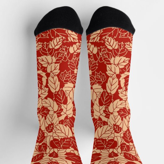 Japanischer Blattdruck, Mandarinorange Socken (Oben)