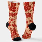 Japanischer Blattdruck, Mandarinorange Socken (Gewinkelt)