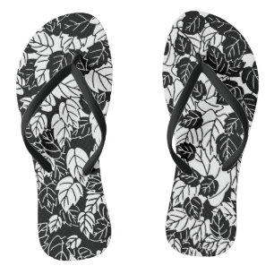 Japanischer Blattdruck, Schwarz und Weiß Badesandalen