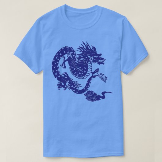 Japanischer Blauer Drache T-Shirt (Design vorne)