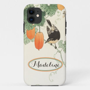 Japanischer Block Print Bird Orange Fruit Personal Case-Mate iPhone Hülle