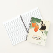Japanischer Block Print Bird und Orange Fruit Notizblock (Innenseite)