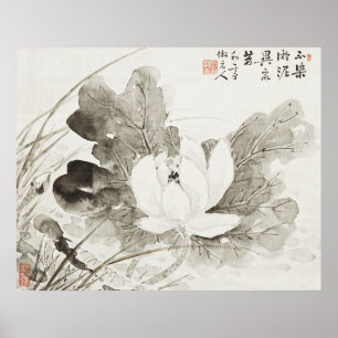 Japanischer blühender Lotus (19. Jahrhundert) vint Poster