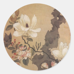 Japanischer Blumenaufkleber Runder Aufkleber