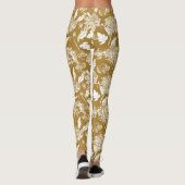 Japanischer Blumendruck auf Gold Leggings (Rückseite)